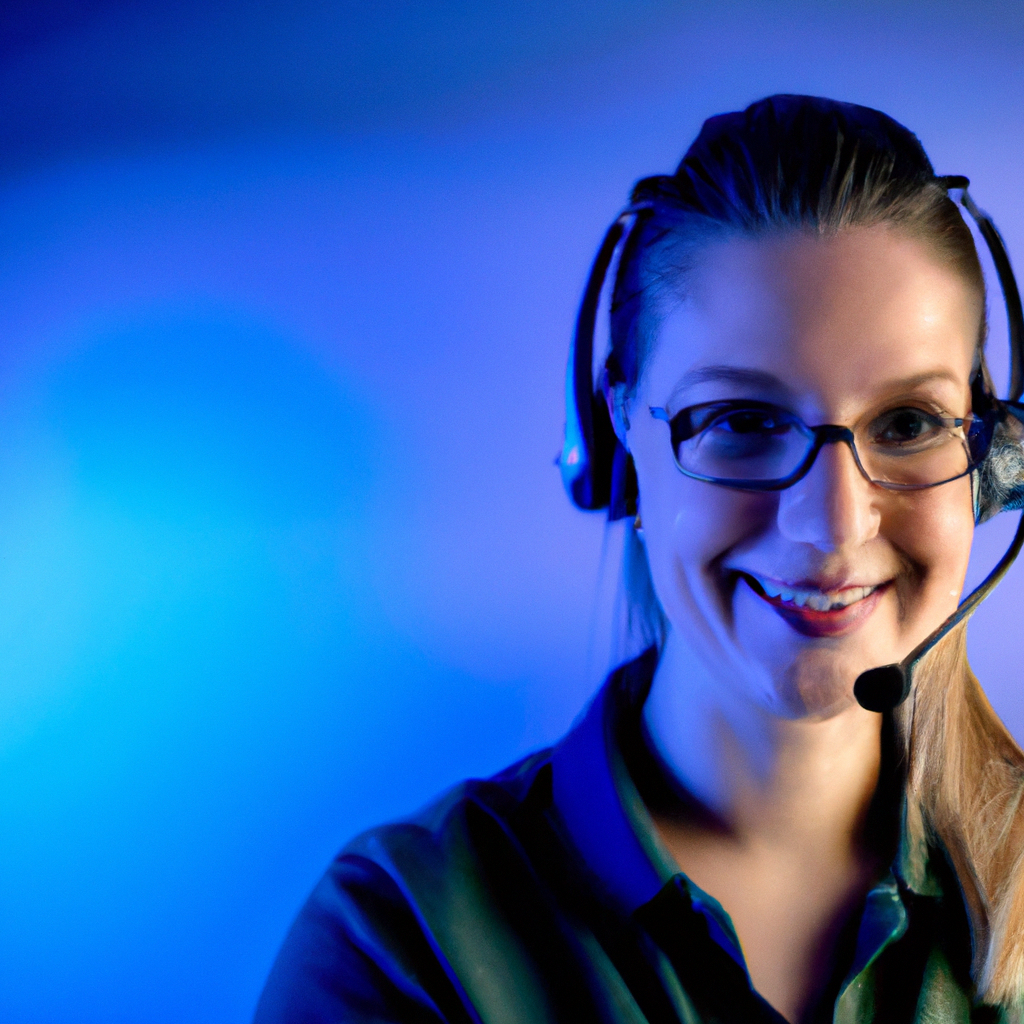 Support specialist with a friendly smile wearing a headset